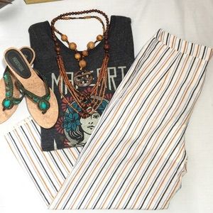 NWT Paper Crane cotton stripe pant w/fringe hem-M